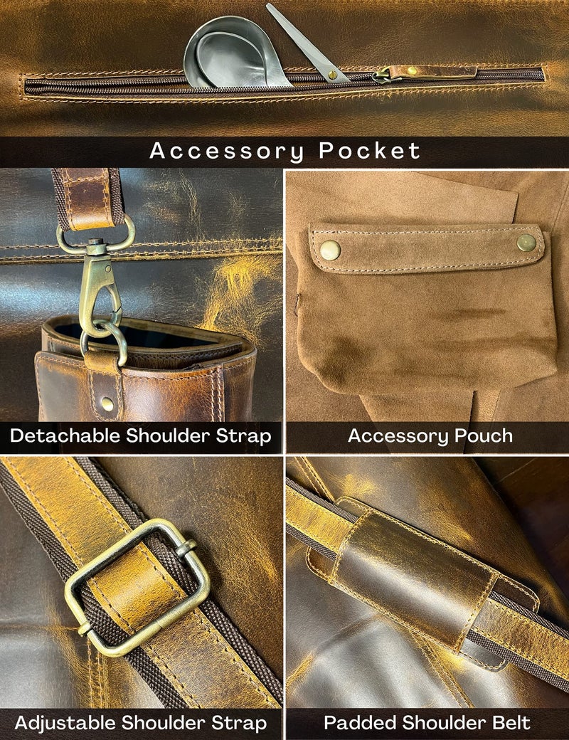 Rustic Town Genuine Leather Chef Knife Roll All Purpose Chef Roll, Brown, L, Knives Organiser - Image 3